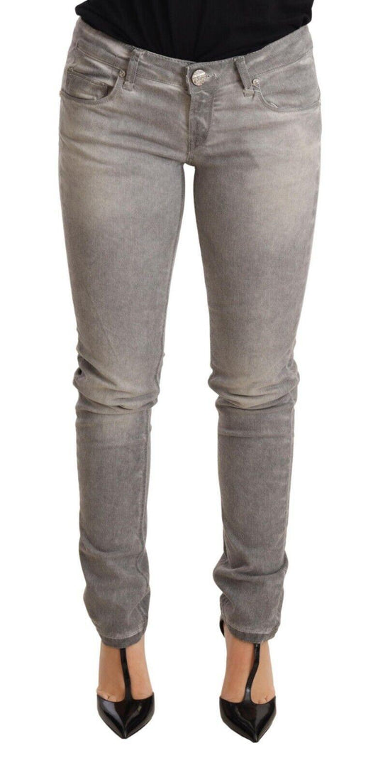 Light Gray Washed Cotton Slim Fit Denim Women Trouser Jeans designed by Acht available from Moon Behind The Hill 's Clothing > Pants > Womens range