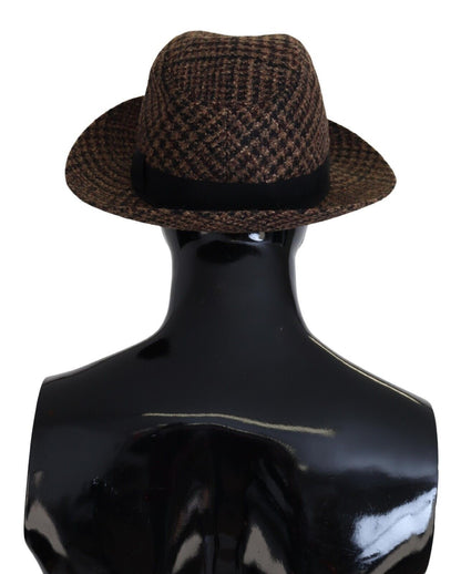 Dolce & Gabbana Women's Brown Tweed Wool Logo Fedora Trilby Hat - Designed by Dolce & Gabbana Available to Buy at a Discounted Price on Moon Behind The Hill Online Designer Discount Store