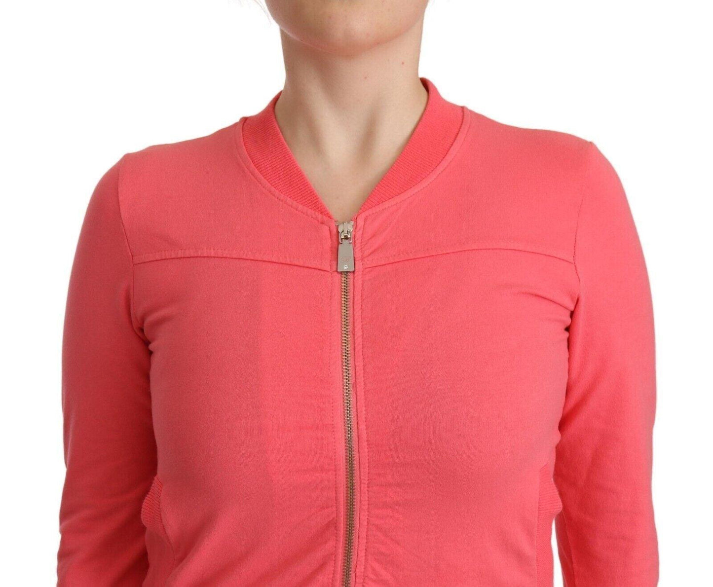 Blumarine Women's Pink 3/4 Sleeve Zip Embellished Sweater - Designed by Blumarine Available to Buy at a Discounted Price on Moon Behind The Hill Online Designer Discount Store