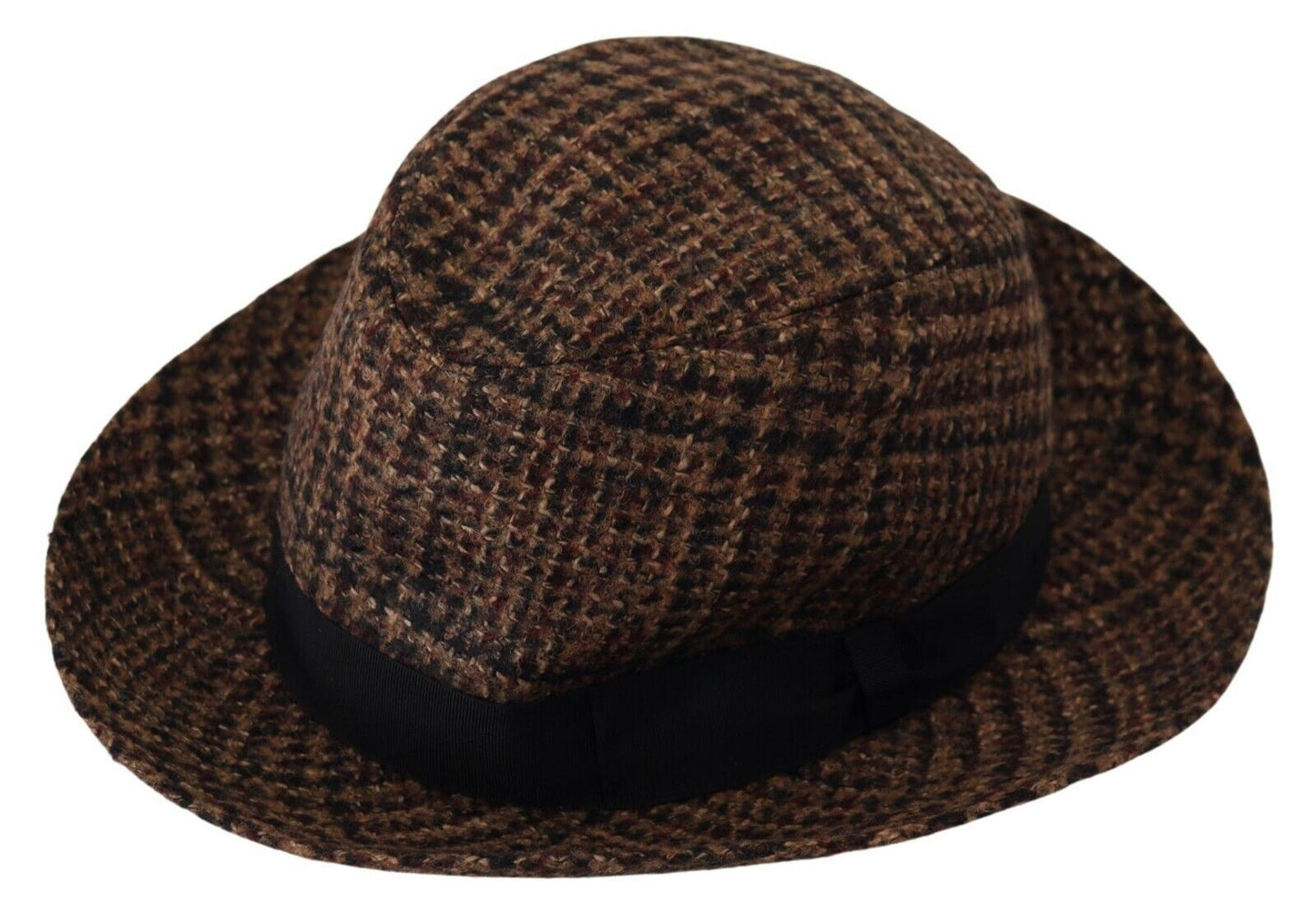 Dolce & Gabbana Women's Brown Tweed Wool Logo Fedora Trilby Hat - Designed by Dolce & Gabbana Available to Buy at a Discounted Price on Moon Behind The Hill Online Designer Discount Store
