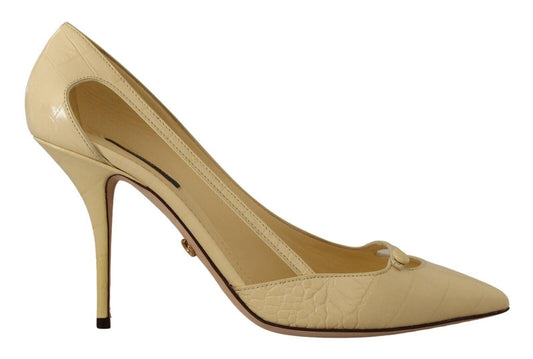 Dolce & Gabbana Yellow Exotic Leather Stiletto Heel Pumps Shoes - Designed by Dolce & Gabbana Available to Buy at a Discounted Price on Moon Behind The Hill Online Designer Discount Store