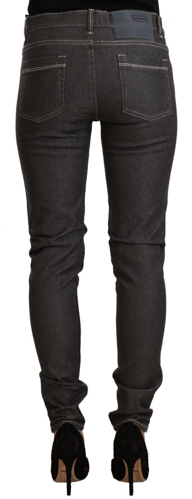 Acht Women's Black Low Waist Skinny Denim Slim Fit Jeans - Designed by Acht Available to Buy at a Discounted Price on Moon Behind The Hill Online Designer Discount Store