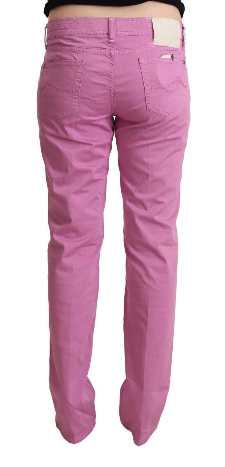 Jacob Cohen Women's Pink Cotton Low Waist Denim Tapered Jeans - Designed by Jacob Cohen Available to Buy at a Discounted Price on Moon Behind The Hill Online Designer Discount Store