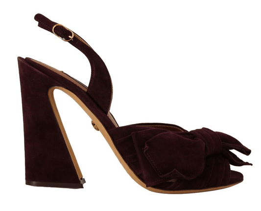 Dolce & Gabbana Dark Purple Suede Ankle Strap Sandals Shoes - Designed by Dolce & Gabbana Available to Buy at a Discounted Price on Moon Behind The Hill Online Designer Discount Store