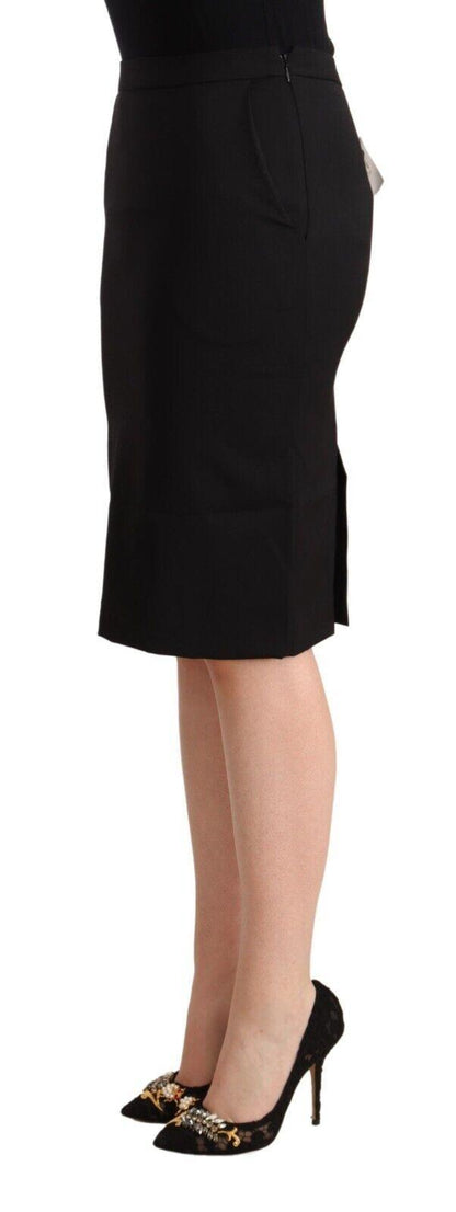 GF Ferre Black Pencil Knee Length Straight Skirt - Designed by GF Ferre Available to Buy at a Discounted Price on Moon Behind The Hill Online Designer Discount Store