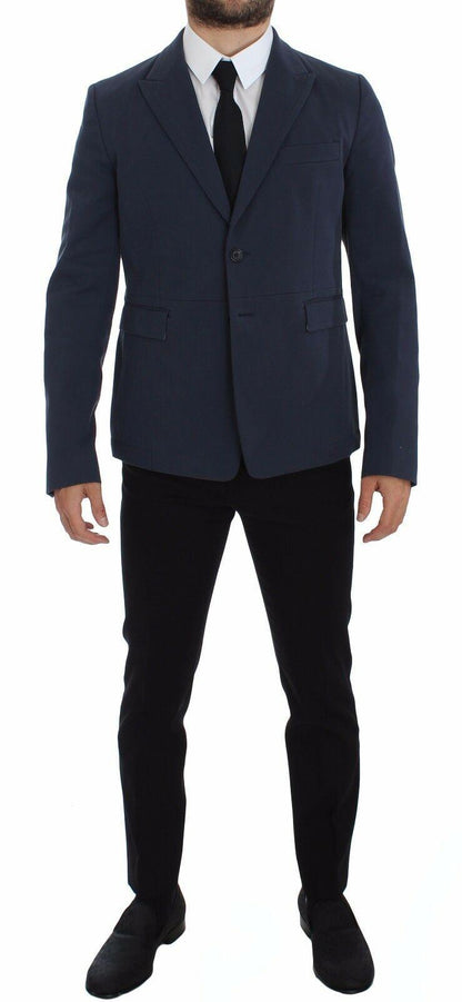 Blue Cotton Stretch Casual Blazer - Designed by Dolce & Gabbana Available to Buy at a Discounted Price on Moon Behind The Hill Online Designer Discount Store