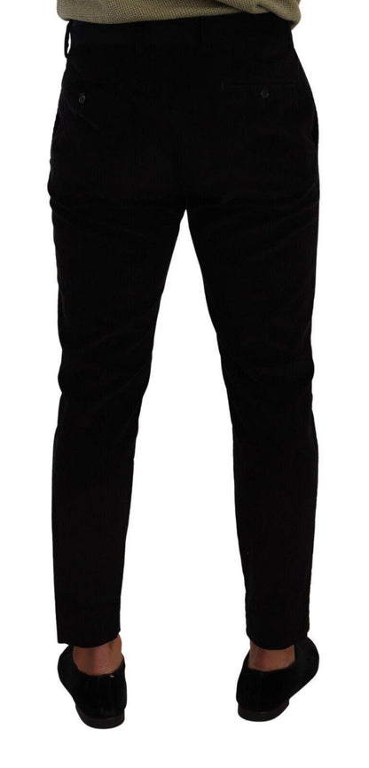 Black Cotton Corduroy Skinny Trouser Pants - Designed by Dolce & Gabbana Available to Buy at a Discounted Price on Moon Behind The Hill Online Designer Discount Store