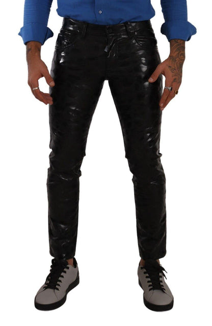Black Logo Cotton Stretch Skinny Pants - Designed by Dolce & Gabbana Available to Buy at a Discounted Price on Moon Behind The Hill Online Designer Discount Store