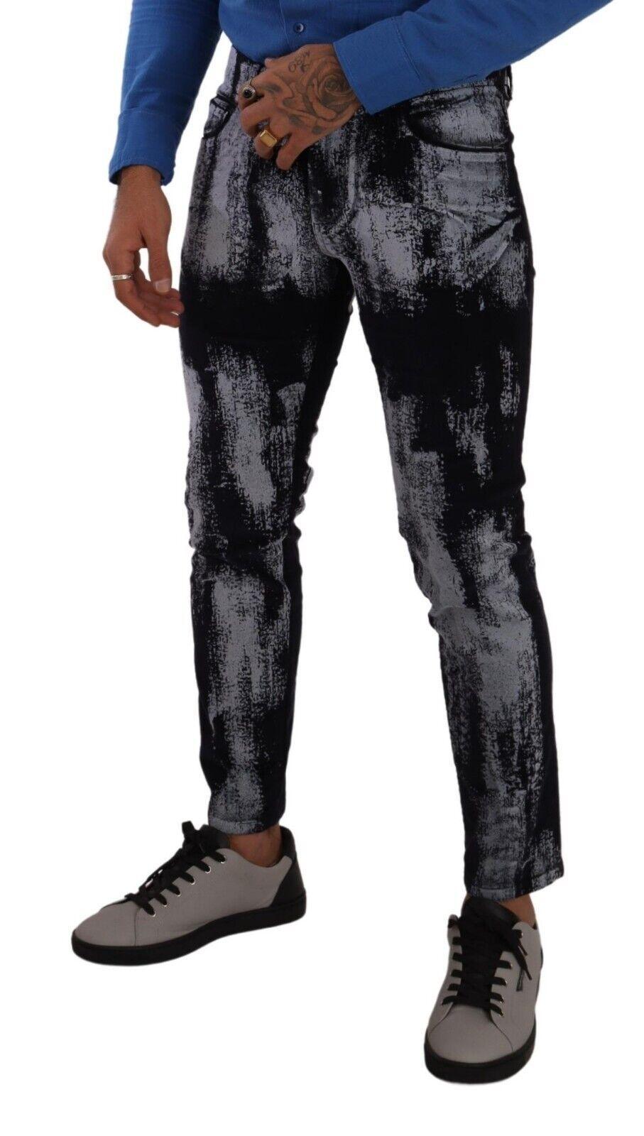 Blue White Dye Skinny Denim Men Jeans - Designed by Dolce & Gabbana Available to Buy at a Discounted Price on Moon Behind The Hill Online Designer Discount Store