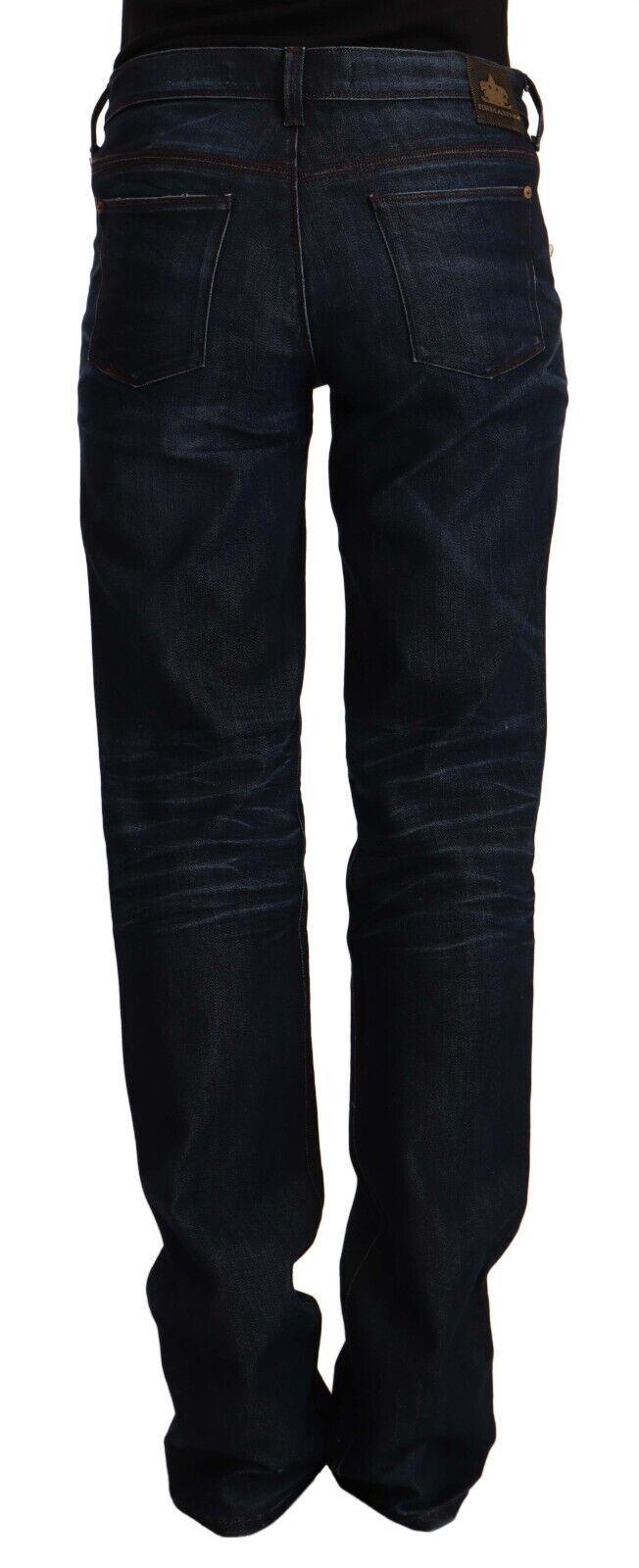 Dark Blue Mid Waist Cotton Denim Straight Jeans - Designed by Ermanno Scervino Available to Buy at a Discounted Price on Moon Behind The Hill Online Designer Discount Store