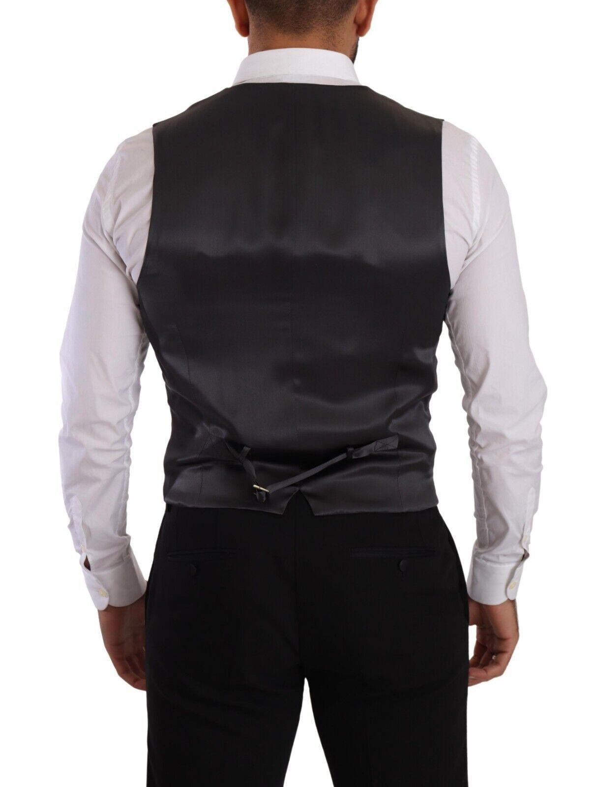 Gray Striped Double Breasted Waistcoat Vest - Designed by Dolce & Gabbana Available to Buy at a Discounted Price on Moon Behind The Hill Online Designer Discount Store