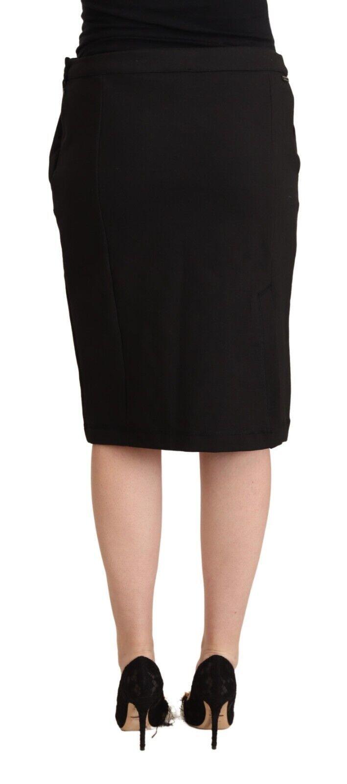 GF Ferre Black Straight Pencil Cut Knee Length Skirt - Designed by GF Ferre Available to Buy at a Discounted Price on Moon Behind The Hill Online Designer Discount Store