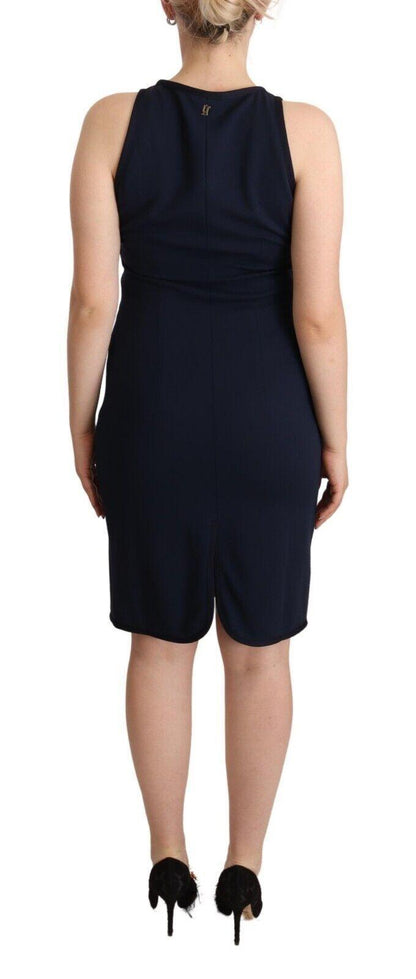 Navy Blue Sleeveless Sheath Knee Length Dress designed by John Galliano available from Moon Behind The Hill 's Clothing > Dresses > Womens range