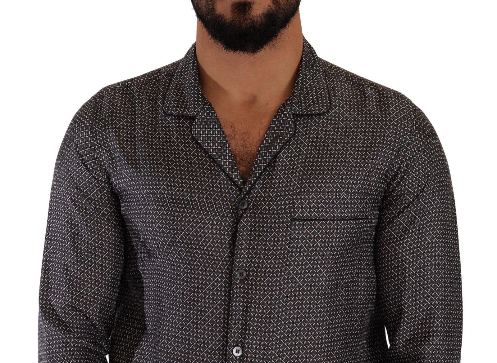 Gray Fantasy Pattern Pajama Top Mens Shirt - Designed by Dolce & Gabbana Available to Buy at a Discounted Price on Moon Behind The Hill Online Designer Discount Store