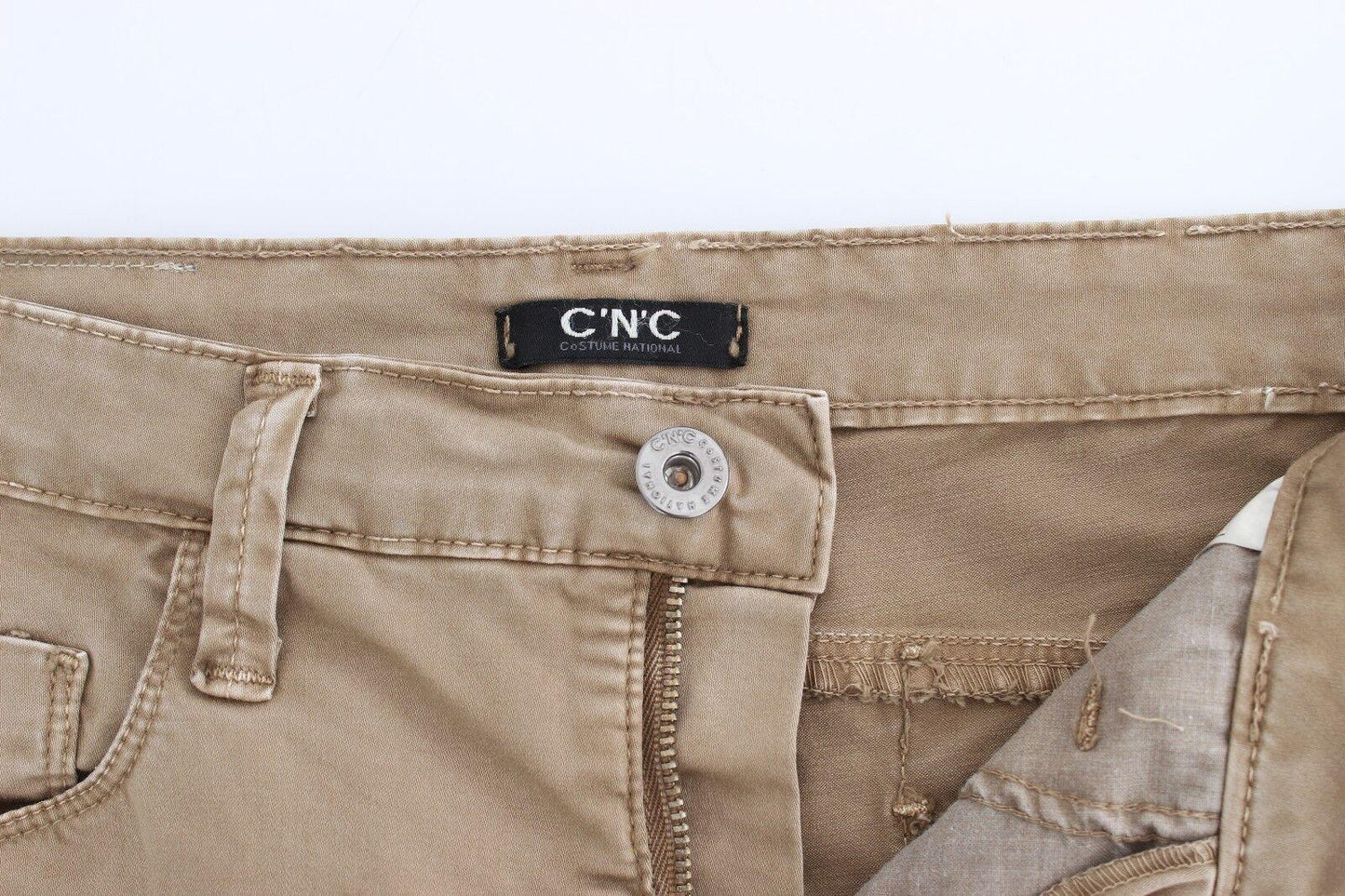Costume National Beige Straight Leg Denim Pants Stretch Jeans - Designed by Costume National Available to Buy at a Discounted Price on Moon Behind The Hill Online Designer Discount Store