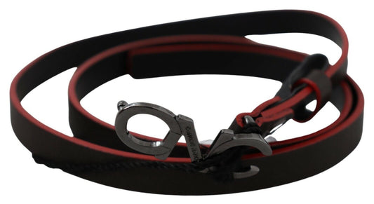 Black Maroon Skinny Leather Buckle Waist Belt - Designed by Costume National Available to Buy at a Discounted Price on Moon Behind The Hill Online Designer Discount Store
