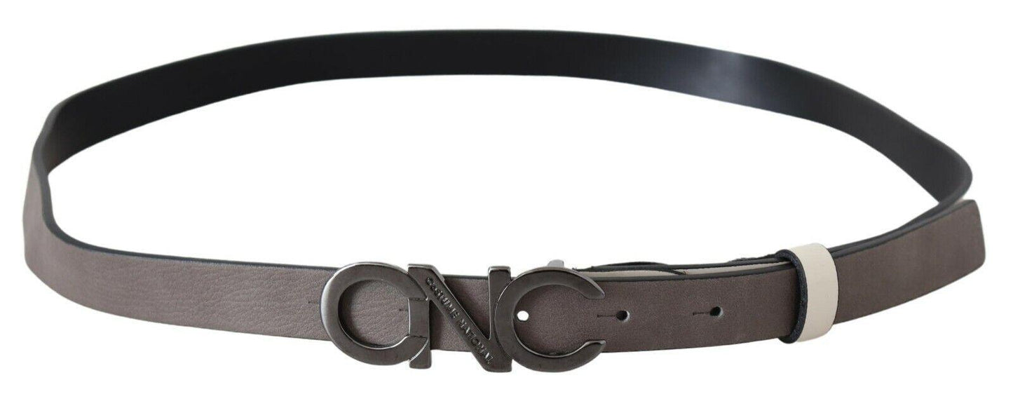 White Black Leather Letter Logo Buckle Belt designed by Costume National available from Moon Behind The Hill 's Clothing Accessories > Belts > Womens range