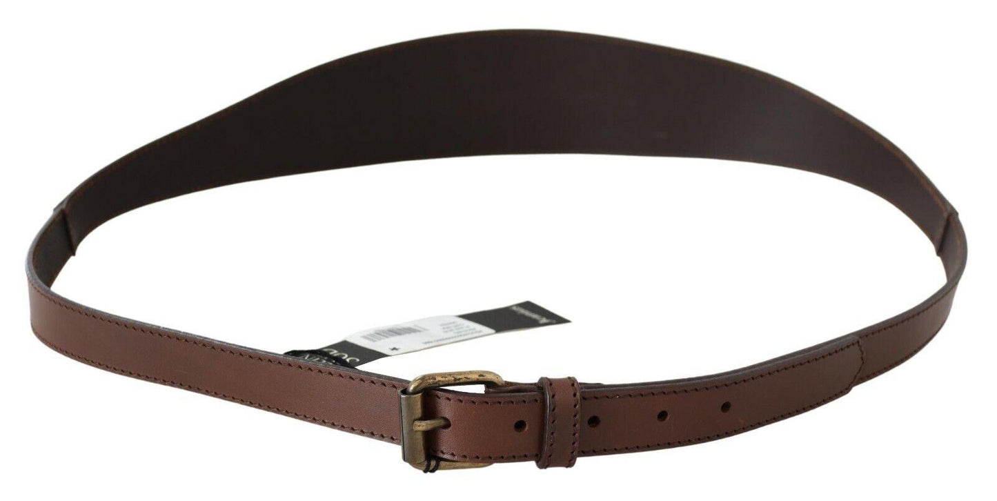 Brown Genuine Leather Rustic Metal Buckle Belt - Designed by PLEIN SUD Available to Buy at a Discounted Price on Moon Behind The Hill Online Designer Discount Store