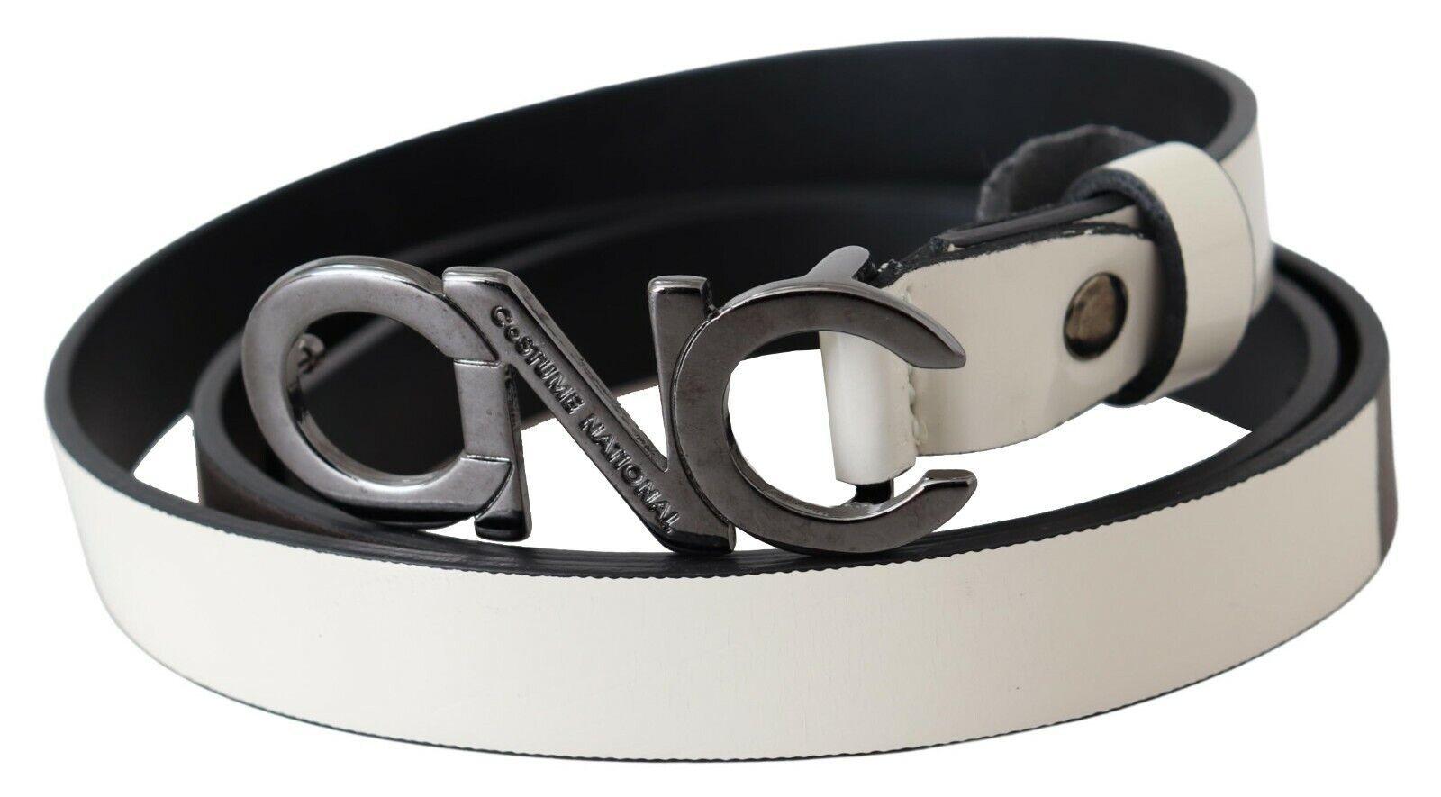 Belt Mettalic Gray Leather Logo Belt - Designed by Costume National Available to Buy at a Discounted Price on Moon Behind The Hill Online Designer Discount Store