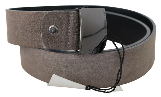 Brown Leather Square Logo Buckle Belt - Designed by Costume National Available to Buy at a Discounted Price on Moon Behind The Hill Online Designer Discount Store