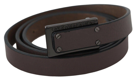 Brown Leather Tactical Logo Screw Buckle Belt - Designed by Costume National Available to Buy at a Discounted Price on Moon Behind The Hill Online Designer Discount Store