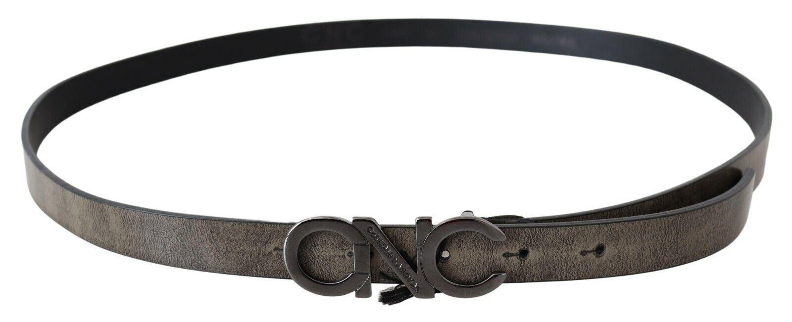 Dark Brown Leather Letter Logo Buckle Belt - Designed by Costume National Available to Buy at a Discounted Price on Moon Behind The Hill Online Designer Discount Store