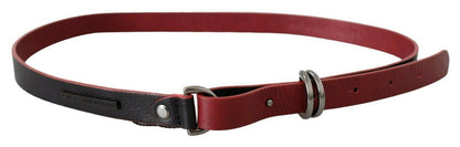 Black Red Skinny Leather Logo Belt - Designed by Costume National Available to Buy at a Discounted Price on Moon Behind The Hill Online Designer Discount Store