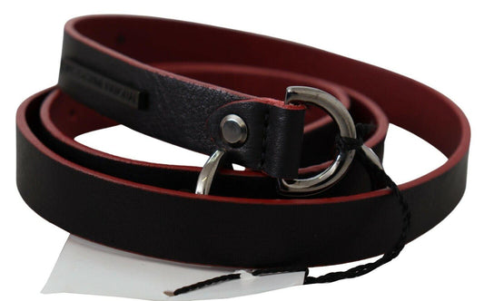 Black Red Skinny Leather Logo Belt - Designed by Costume National Available to Buy at a Discounted Price on Moon Behind The Hill Online Designer Discount Store