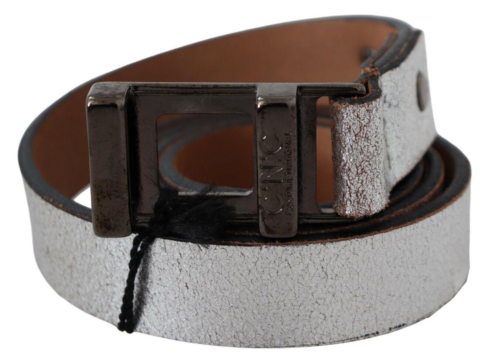Brown Metallic Silver Leather Belt - Designed by Costume National Available to Buy at a Discounted Price on Moon Behind The Hill Online Designer Discount Store