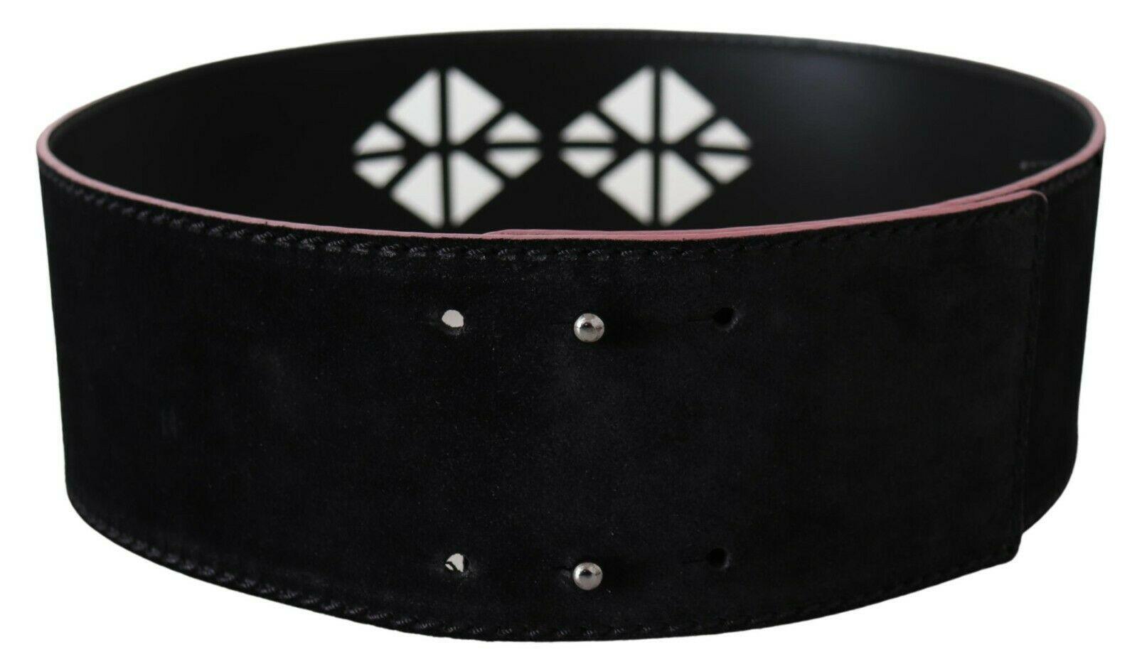 Black Leather Wide Waist Studded Women Belt - Designed by Costume National Available to Buy at a Discounted Price on Moon Behind The Hill Online Designer Discount Store