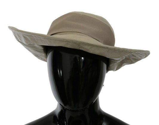Beige 100% Lamb Leather Wide Brim Panama Hat - Designed by Dolce & Gabbana Available to Buy at a Discounted Price on Moon Behind The Hill Online Designer Discount Store