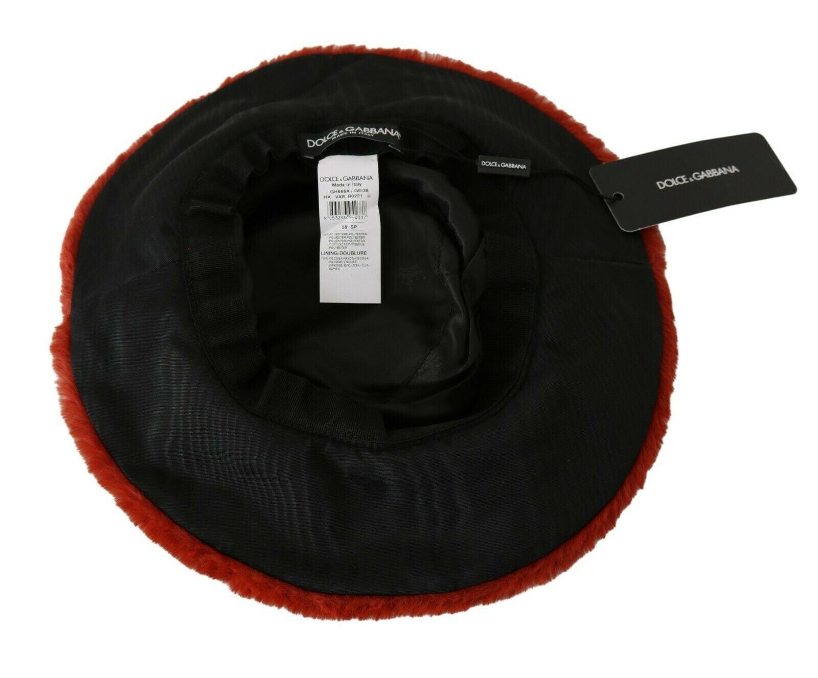 Red Bordeaux Fur Wide Brim Bucket Hat designed by Dolce & Gabbana available from Moon Behind The Hill 's Clothing Accessories > Hats > Womens range