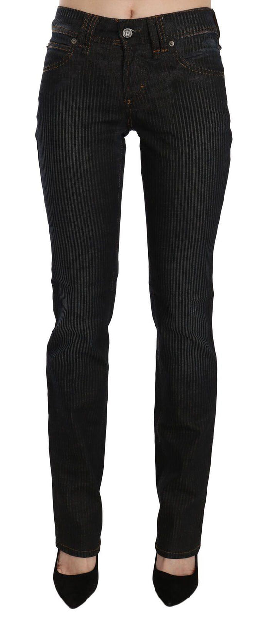 Black Mid Waist Slim Fit Corduroy Denim Casual Pants - Designed by John Galliano Available to Buy at a Discounted Price on Moon Behind The Hill Online Designer Discount Store