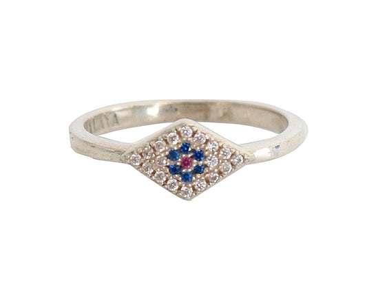 Blue Red CZ 925 Silver Womens Clear Ring - Designed by Nialaya Available to Buy at a Discounted Price on Moon Behind The Hill Online Designer Discount Store