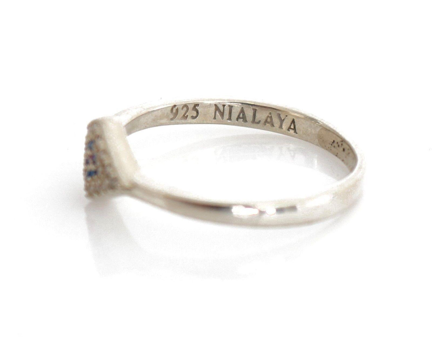 Blue Red CZ 925 Silver Womens Clear Ring - Designed by Nialaya Available to Buy at a Discounted Price on Moon Behind The Hill Online Designer Discount Store