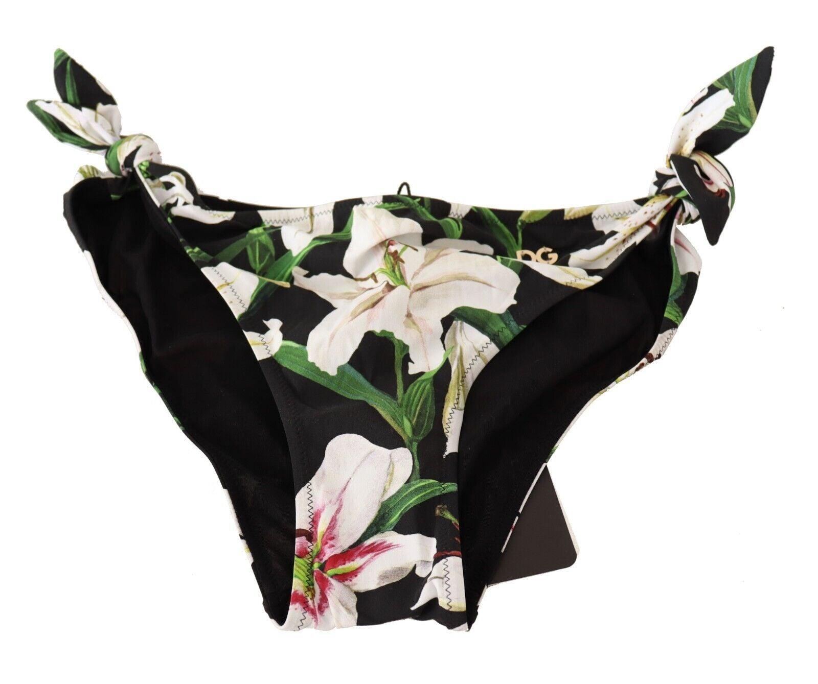 Bikini Bottom Black Lily Print Swimsuit Swimwear - Designed by Dolce & Gabbana Available to Buy at a Discounted Price on Moon Behind The Hill Online Designer Discount Store