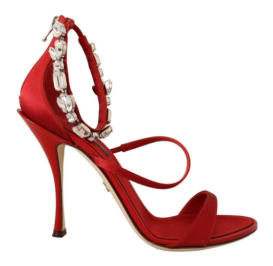 Red Satin Crystals Sandals Keira Heels Shoes designed by Dolce & Gabbana available from Moon Behind The Hill 's Shoes > Womens range