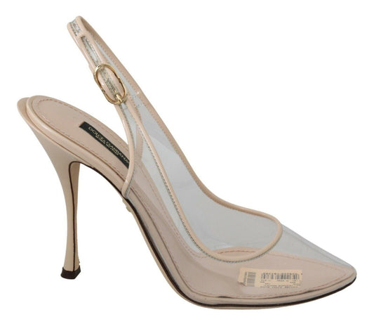 Dolce & Gabbana Slingback PVC Beige Clear High Heels Shoes - Designed by Dolce & Gabbana Available to Buy at a Discounted Price on Moon Behind The Hill Online Designer Discount Store