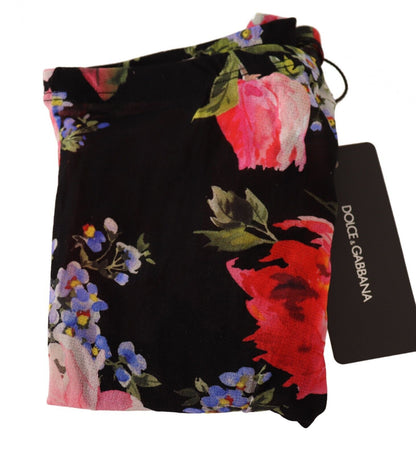 Dolce & Gabbana Black Floral Print Tights Nylon Stockings - Designed by Dolce & Gabbana Available to Buy at a Discounted Price on Moon Behind The Hill Online Designer Discount Store