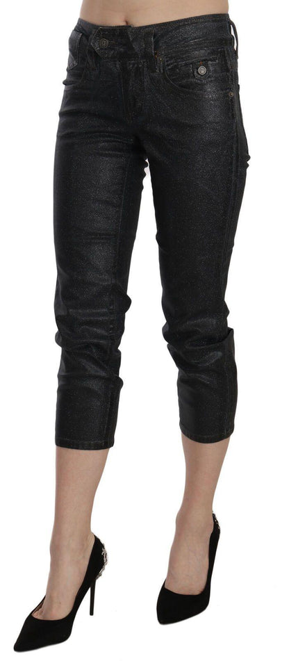 Black Washed Mid Waist Slim Leg Cropped Denim Pants - Designed by John Galliano Available to Buy at a Discounted Price on Moon Behind The Hill Online Designer Discount Store