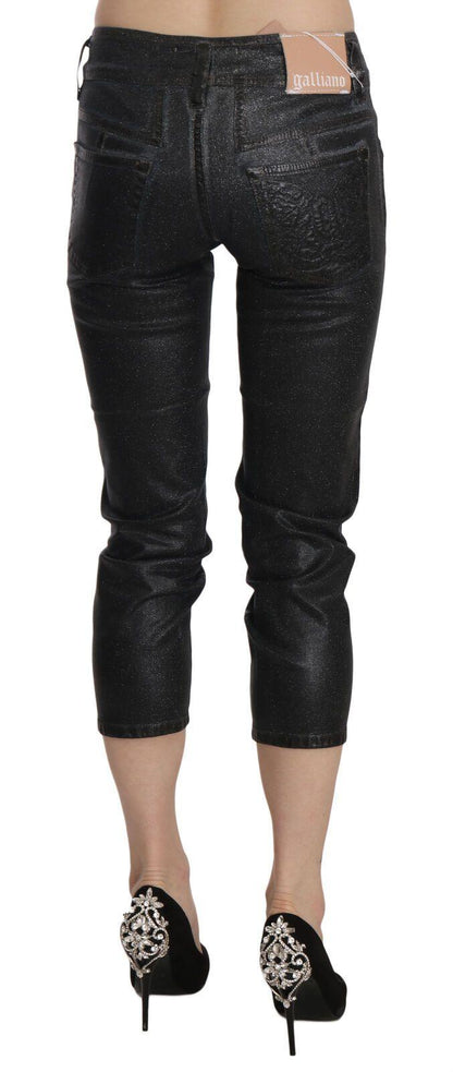 Black Washed Mid Waist Slim Leg Cropped Denim Pants - Designed by John Galliano Available to Buy at a Discounted Price on Moon Behind The Hill Online Designer Discount Store