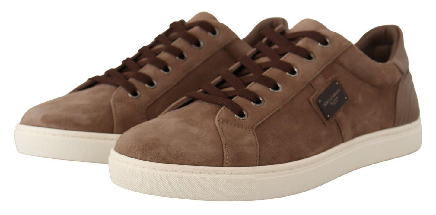 Brown Suede Leather Sneakers Shoes - Designed by Dolce & Gabbana Available to Buy at a Discounted Price on Moon Behind The Hill Online Designer Discount Store