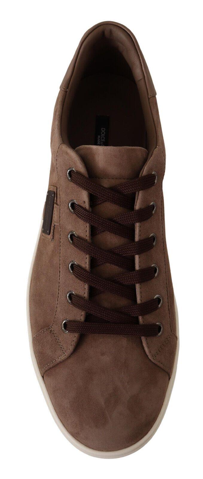 Brown Suede Leather Sneakers Shoes - Designed by Dolce & Gabbana Available to Buy at a Discounted Price on Moon Behind The Hill Online Designer Discount Store