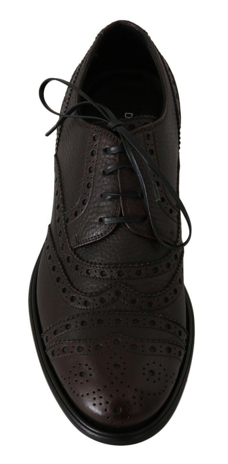 Brown Leather Wingtip Derby Formal Shoes - Designed by Dolce & Gabbana Available to Buy at a Discounted Price on Moon Behind The Hill Online Designer Discount Store