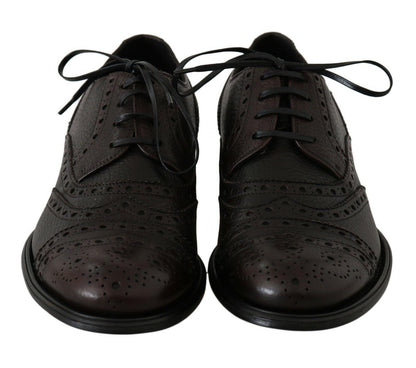 Brown Leather Wingtip Derby Formal Shoes - Designed by Dolce & Gabbana Available to Buy at a Discounted Price on Moon Behind The Hill Online Designer Discount Store