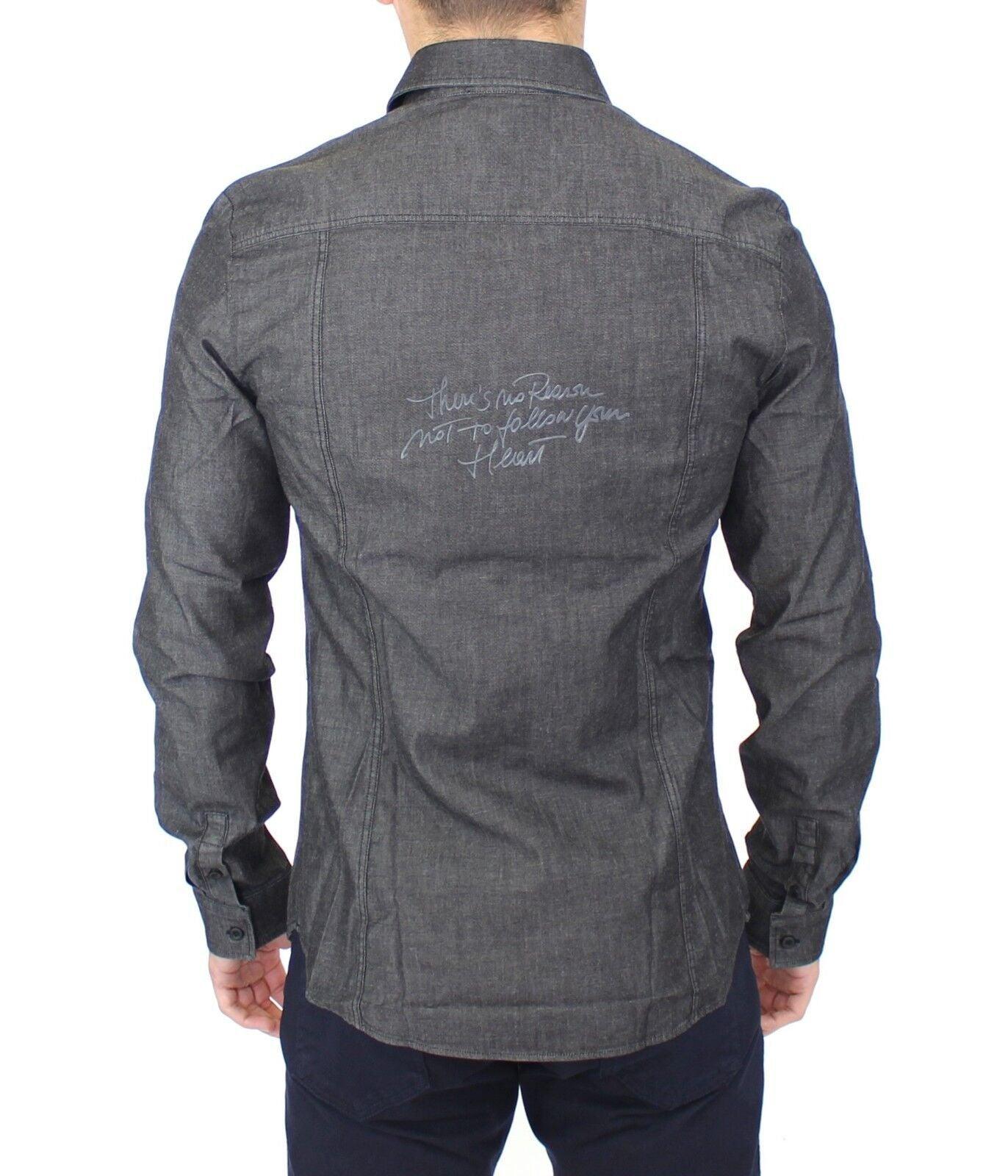 Denim Jeans Cotton Casual Gray Stretch Shirt - Designed by Ermanno Scervino Available to Buy at a Discounted Price on Moon Behind The Hill Online Designer Discount Store