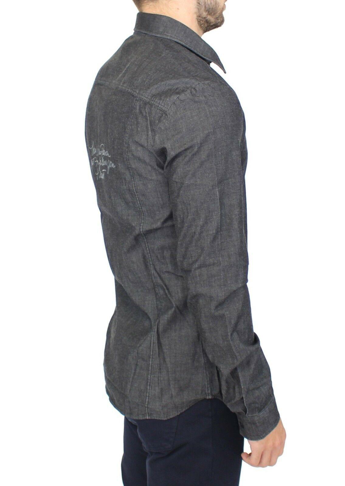 Denim Jeans Cotton Casual Gray Stretch Shirt - Designed by Ermanno Scervino Available to Buy at a Discounted Price on Moon Behind The Hill Online Designer Discount Store