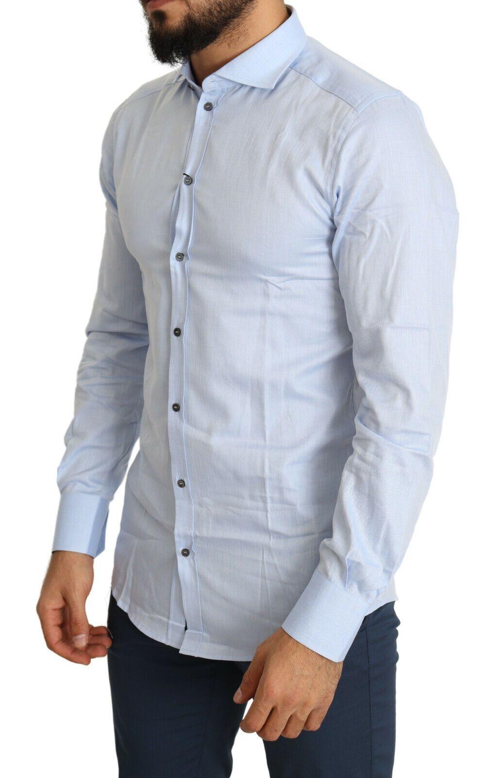 Light Blue Cotton Men Dress Shirt designed by Dolce & Gabbana available from Moon Behind The Hill 's Clothing > Shirts & Tops > Mens range