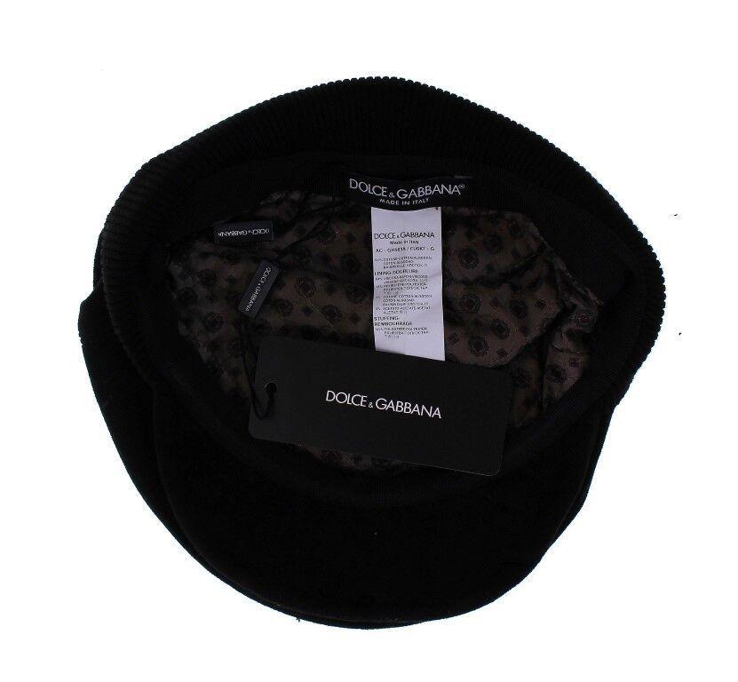 Black Cotton Logo Newsboy Cap Hat Cabbie - Designed by Dolce & Gabbana Available to Buy at a Discounted Price on Moon Behind The Hill Online Designer Discount Store