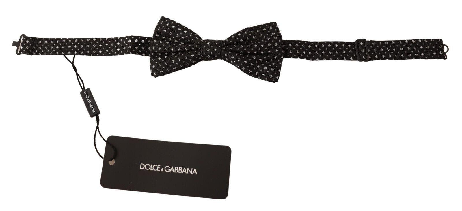 Black 100% Silk Adjustable Neck Papillon Tie - Designed by Dolce & Gabbana Available to Buy at a Discounted Price on Moon Behind The Hill Online Designer Discount Store